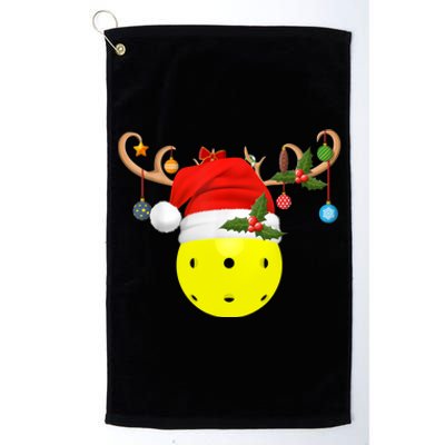 Pickleball Xmas Reindeer Santa Hat Pickleball Christmas Platinum Collection Golf Towel