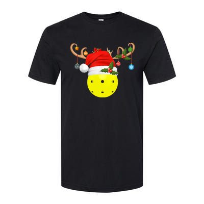 Pickleball Xmas Reindeer Santa Hat Pickleball Christmas Softstyle® CVC T-Shirt