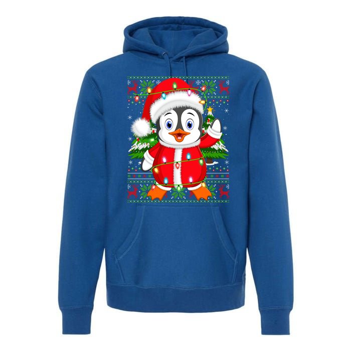 Penguin Xmas Tree Matching Santa Penguin Ugly Christmas Cool Gift Premium Hoodie