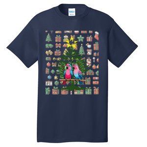 Parrot Xmas Tree Macaw Cockatiel Conure Lover Tall T-Shirt