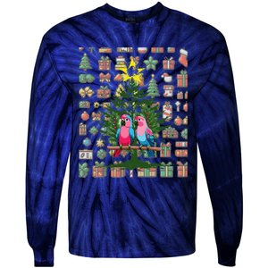 Parrot Xmas Tree Macaw Cockatiel Conure Lover Tie-Dye Long Sleeve Shirt