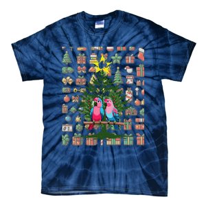 Parrot Xmas Tree Macaw Cockatiel Conure Lover Tie-Dye T-Shirt