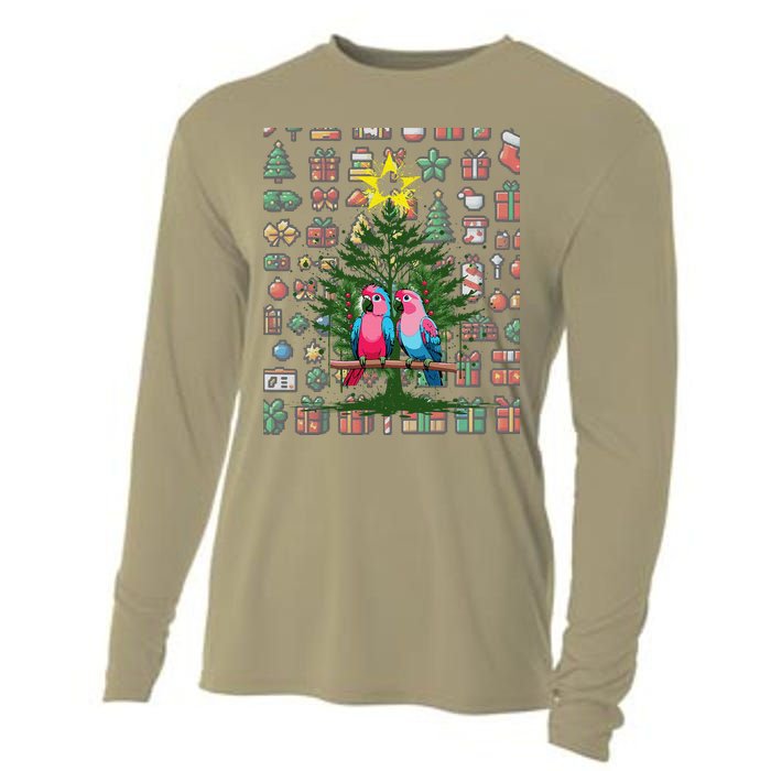 Parrot Xmas Tree Macaw Cockatiel Conure Lover Cooling Performance Long Sleeve Crew