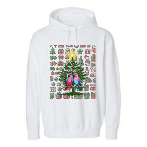 Parrot Xmas Tree Macaw Cockatiel Conure Lover Garment-Dyed Fleece Hoodie