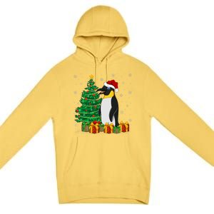 Penguin Xmas Tree Lighting Santa Penguin Christmas Premium Pullover Hoodie