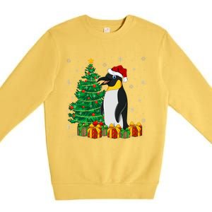 Penguin Xmas Tree Lighting Santa Penguin Christmas Premium Crewneck Sweatshirt