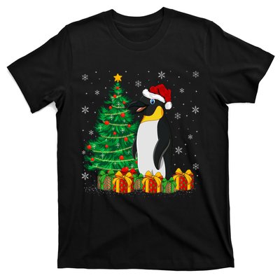 Penguin Xmas Tree Lighting Santa Penguin Christmas T-Shirt