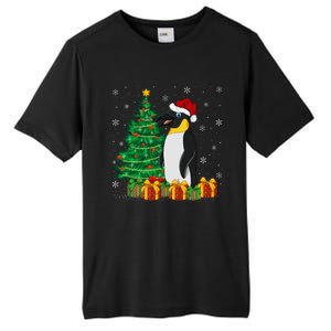 Penguin Xmas Tree Lighting Santa Penguin Christmas Tall Fusion ChromaSoft Performance T-Shirt