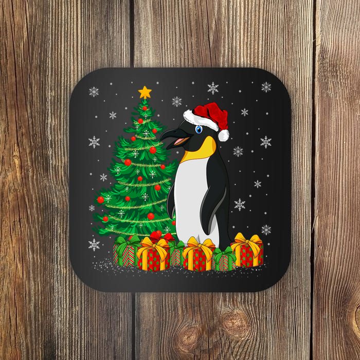 Penguin Xmas Tree Lighting Santa Penguin Christmas Coaster