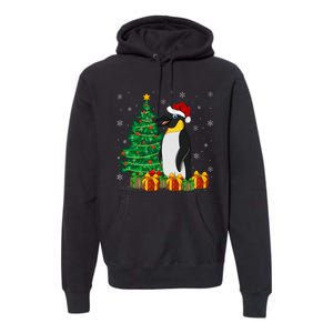 Penguin Xmas Tree Lighting Santa Penguin Christmas Premium Hoodie