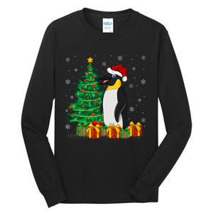 Penguin Xmas Tree Lighting Santa Penguin Christmas Tall Long Sleeve T-Shirt