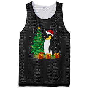 Penguin Xmas Tree Lighting Santa Penguin Christmas Mesh Reversible Basketball Jersey Tank