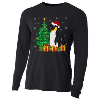 Penguin Xmas Tree Lighting Santa Penguin Christmas Cooling Performance Long Sleeve Crew