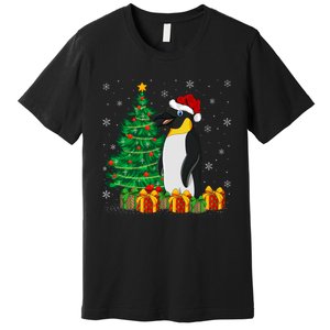 Penguin Xmas Tree Lighting Santa Penguin Christmas Premium T-Shirt