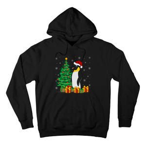 Penguin Xmas Tree Lighting Santa Penguin Christmas Tall Hoodie