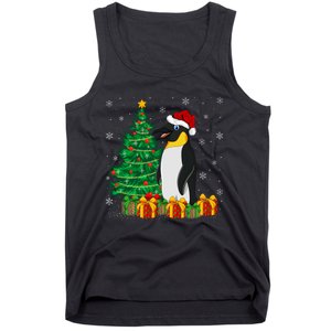 Penguin Xmas Tree Lighting Santa Penguin Christmas Tank Top