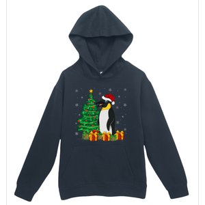 Penguin Xmas Tree Lighting Santa Penguin Christmas Urban Pullover Hoodie