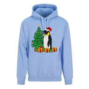 Penguin Xmas Tree Lighting Santa Penguin Christmas Unisex Surf Hoodie