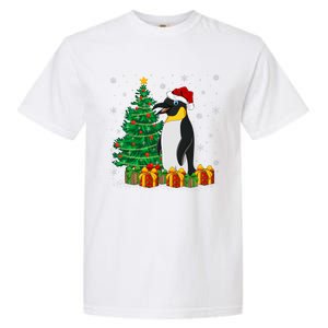 Penguin Xmas Tree Lighting Santa Penguin Christmas Garment-Dyed Heavyweight T-Shirt