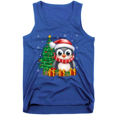 Penguin Xmas Tree Lighting Santa Penguin Christmas Gift Tank Top