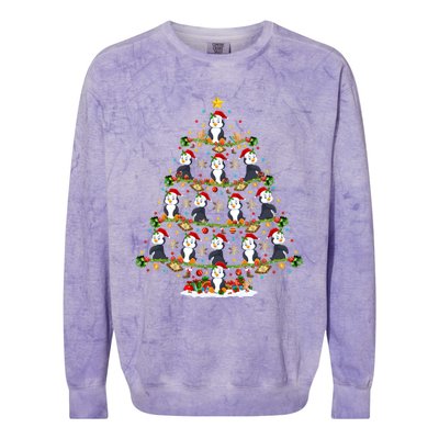 Penguin Xmas Tree Lighting Santa Penguin Christmas Cute Gift Colorblast Crewneck Sweatshirt