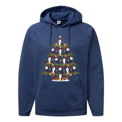 Penguin Xmas Tree Lighting Santa Penguin Christmas Cute Gift Performance Fleece Hoodie