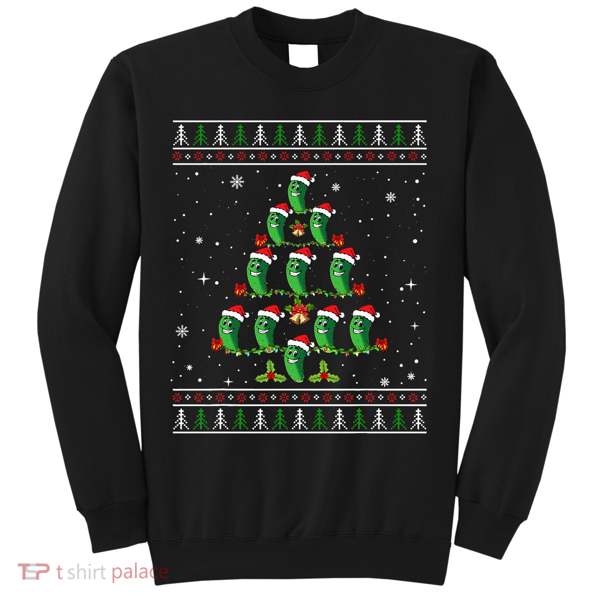 Pickle Xmas Tree Santa Hat Pickle Fruit Christmas Ugly Sweatshirt