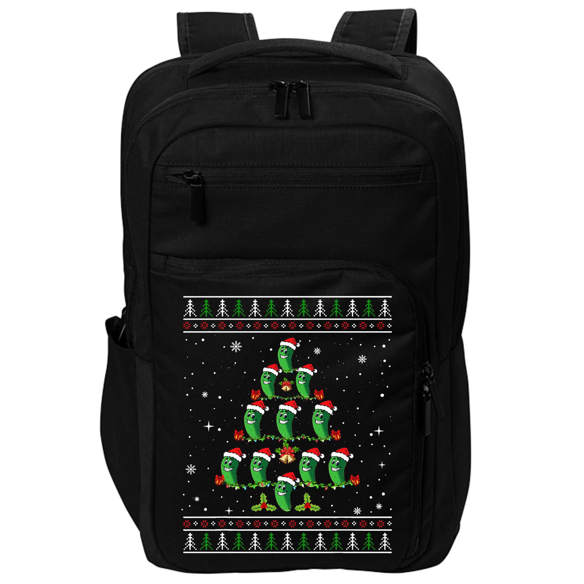 Pickle Xmas Tree Santa Hat Pickle Fruit Christmas Ugly Impact Tech Backpack