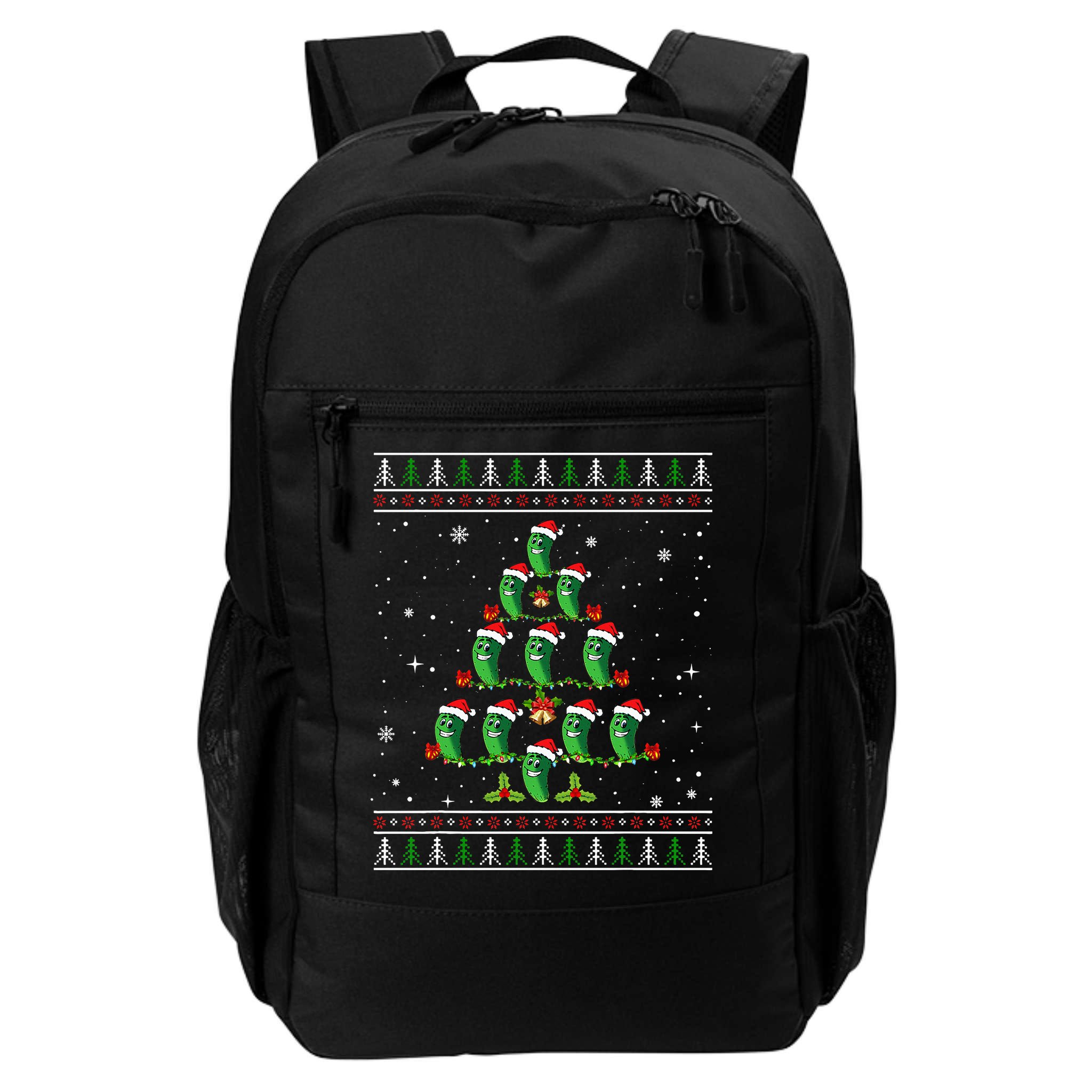 Pickle Xmas Tree Santa Hat Pickle Fruit Christmas Ugly Backpack