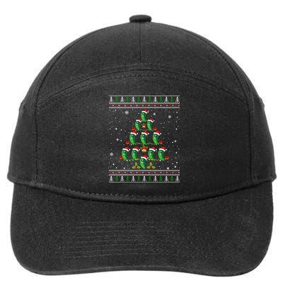 Pickle Xmas Tree Santa Hat Pickle Fruit Christmas Ugly 7-Panel Snapback Hat
