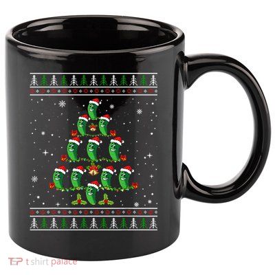 Pickle Xmas Tree Santa Hat Pickle Fruit Christmas Ugly 11oz C Handle Ceramic Mug