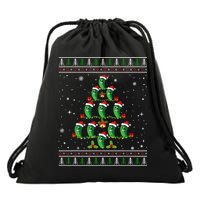 Pickle Xmas Tree Santa Hat Pickle Fruit Christmas Ugly Drawstring Bag