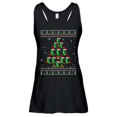 Pickle Xmas Tree Santa Hat Pickle Fruit Christmas Ugly Ladies Essential Flowy Tank