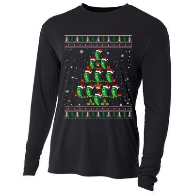 Pickle Xmas Tree Santa Hat Pickle Fruit Christmas Ugly Cooling Performance Long Sleeve Crew
