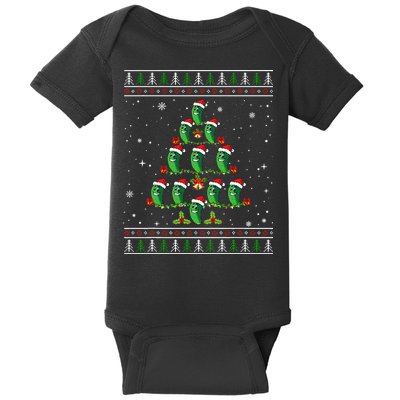 Pickle Xmas Tree Santa Hat Pickle Fruit Christmas Ugly Baby Bodysuit