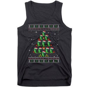 Pickle Xmas Tree Santa Hat Pickle Fruit Christmas Ugly Tank Top