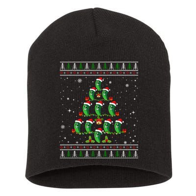 Pickle Xmas Tree Santa Hat Pickle Fruit Christmas Ugly Short Acrylic Beanie