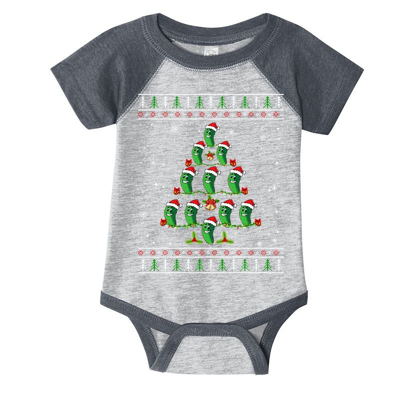 Pickle Xmas Tree Santa Hat Pickle Fruit Christmas Ugly Infant Baby Jersey Bodysuit