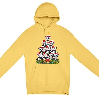 Panda Xmas Tree Lighting Santa Panda Christmas Gift Premium Pullover Hoodie