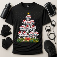 Panda Xmas Tree Lighting Santa Panda Christmas Gift Cooling Performance Crew T-Shirt