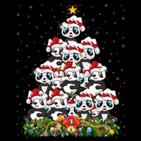 Panda Xmas Tree Lighting Santa Panda Christmas Gift Cooling Performance Crew T-Shirt