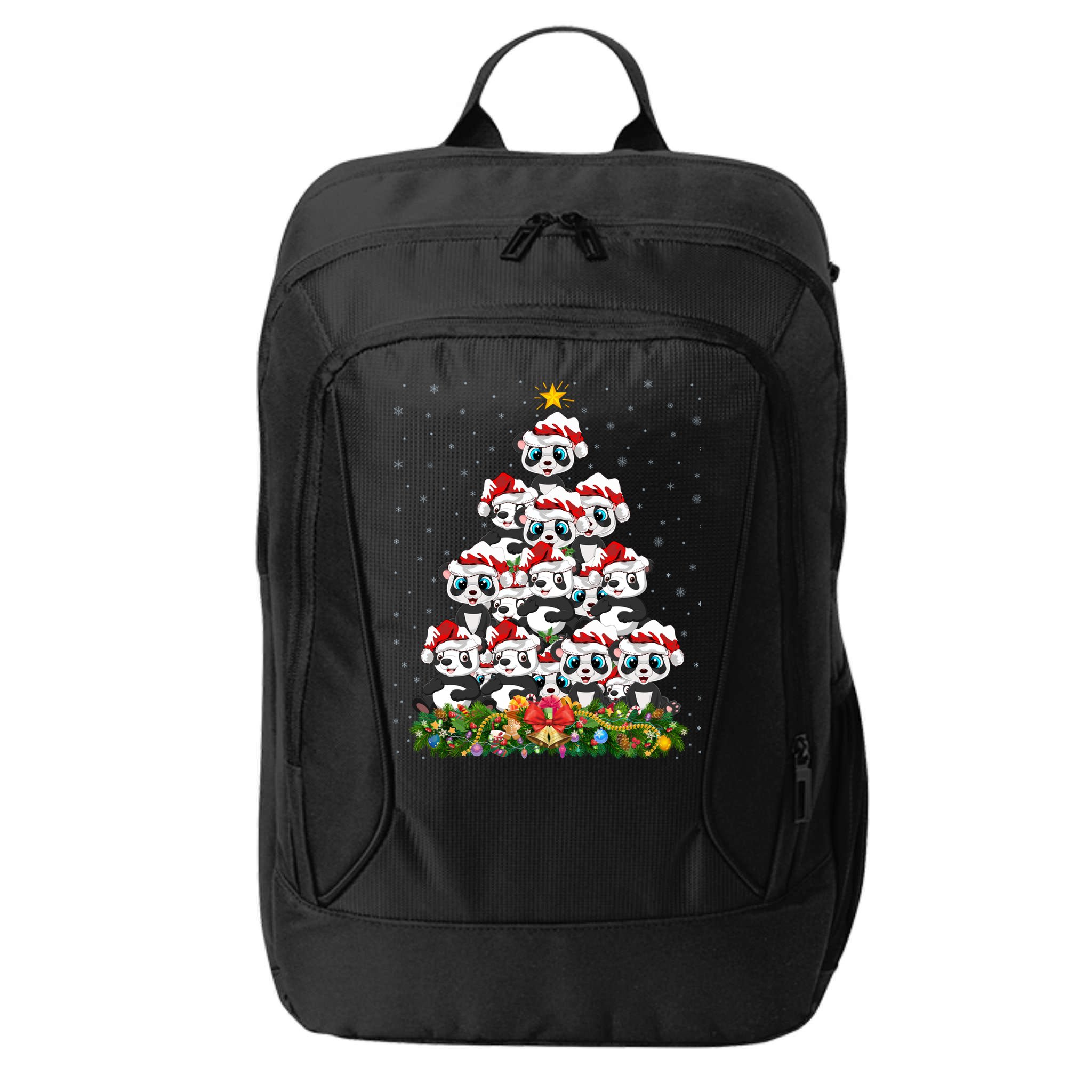 Panda Xmas Tree Lighting Santa Panda Christmas Gift City Backpack