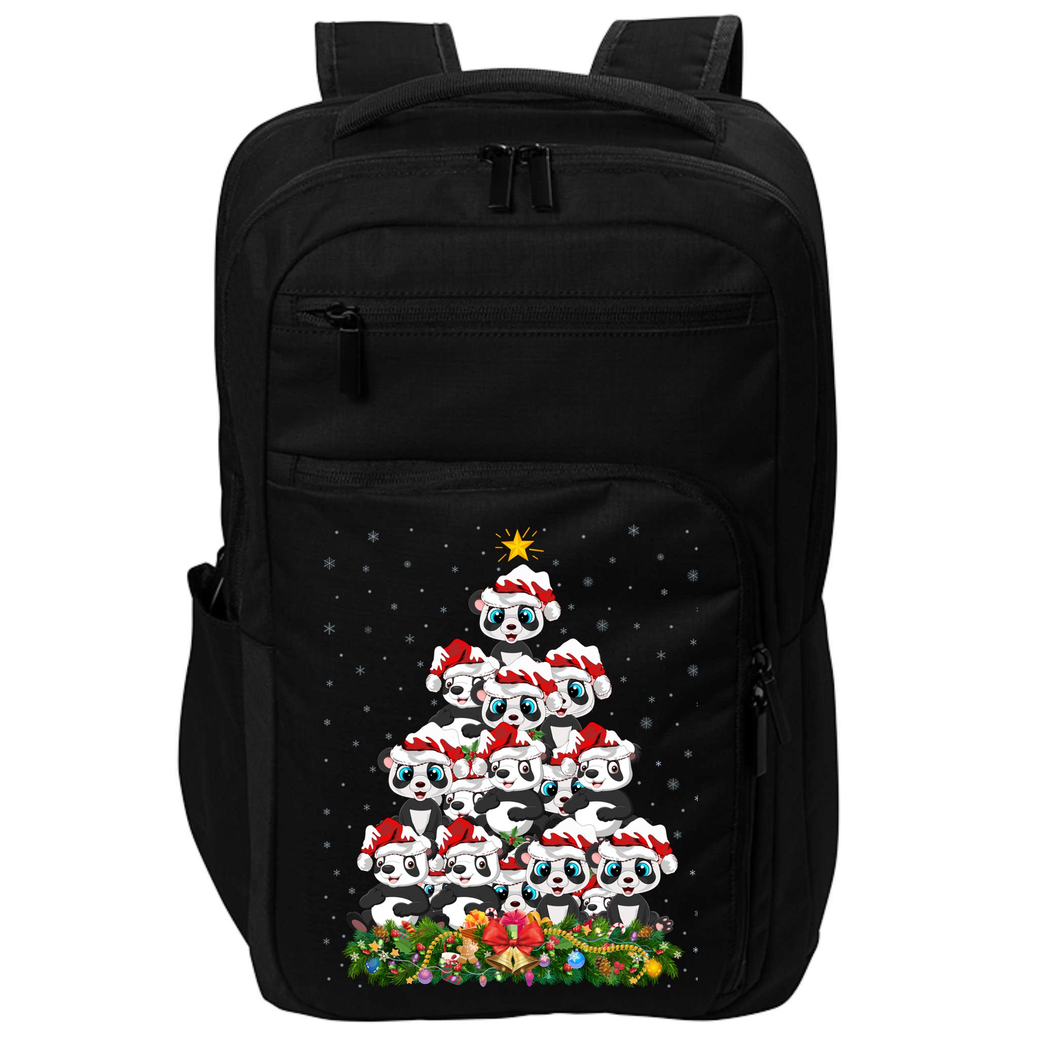 Panda Xmas Tree Lighting Santa Panda Christmas Gift Impact Tech Backpack
