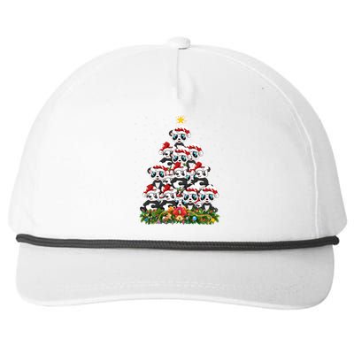 Panda Xmas Tree Lighting Santa Panda Christmas Gift Snapback Five-Panel Rope Hat