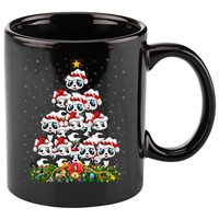 Panda Xmas Tree Lighting Santa Panda Christmas Gift 11oz C Handle Ceramic Mug