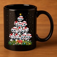 Panda Xmas Tree Lighting Santa Panda Christmas Gift 11oz C Handle Ceramic Mug