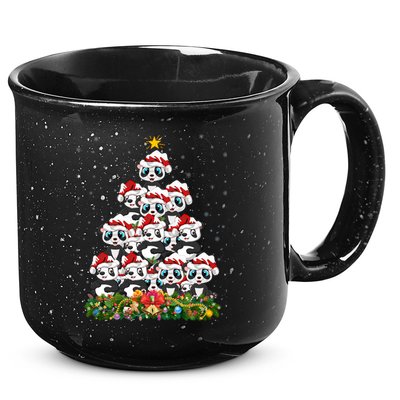 Panda Xmas Tree Lighting Santa Panda Christmas Gift 15oz Campfire Ceramic Mug