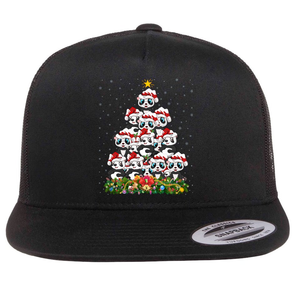 Panda Xmas Tree Lighting Santa Panda Christmas Gift Flat Bill Trucker Hat