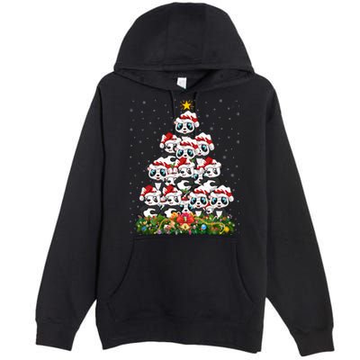 Panda Xmas Tree Lighting Santa Panda Christmas Gift Premium Pullover Hoodie