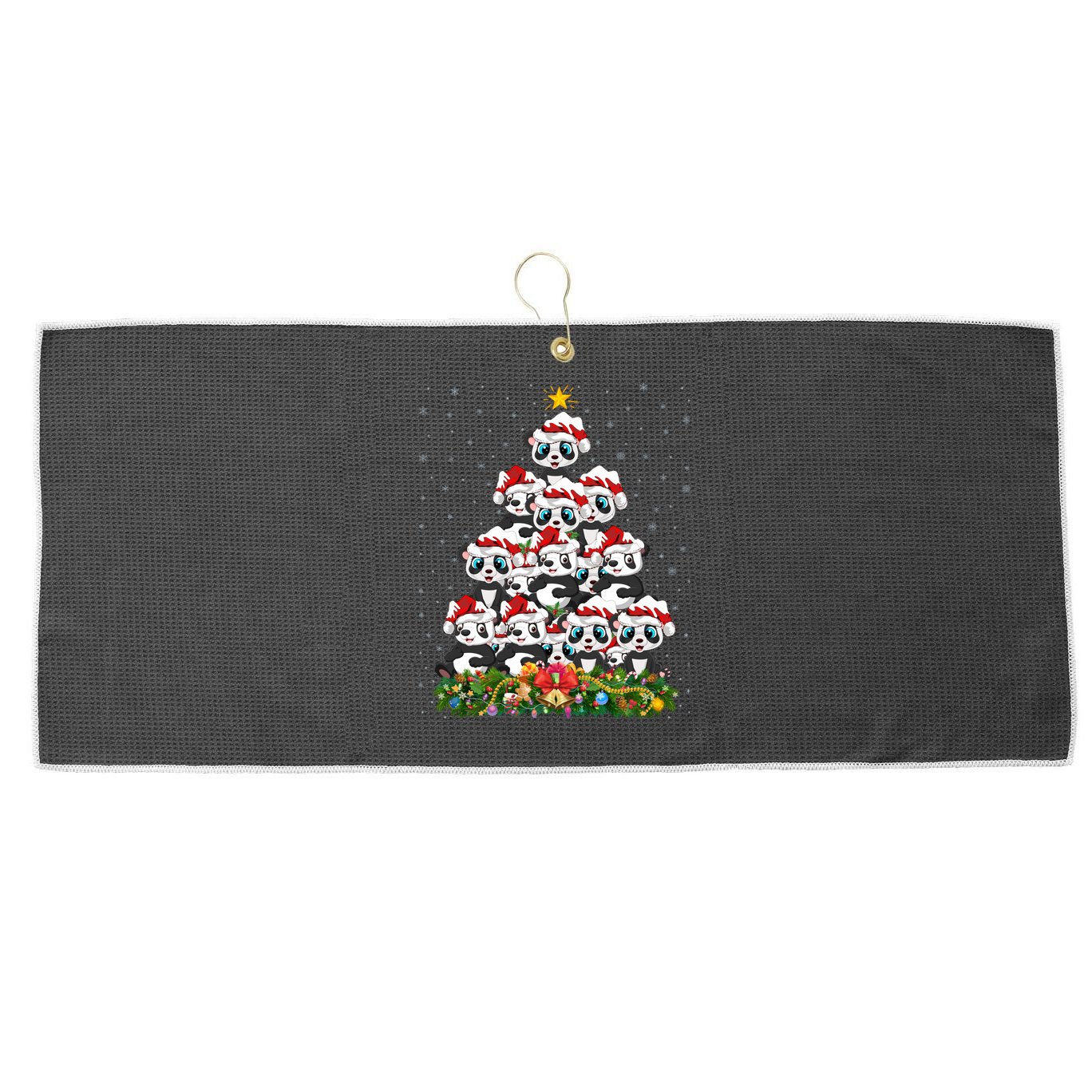 Panda Xmas Tree Lighting Santa Panda Christmas Gift Large Microfiber Waffle Golf Towel